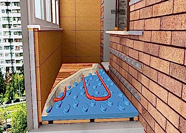 дополнительно утепленная лоджия с помощью водяного телпого пола